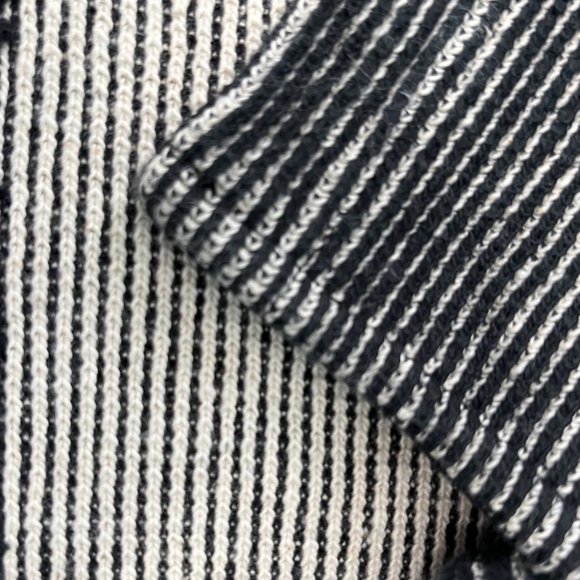 Madewell  MEDIUM French Terry Side Tie Black White Stripe Sweatshirt Top - Picture 9 of 12